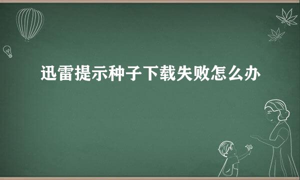 迅雷提示种子下载失败怎么办