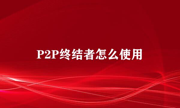 P2P终结者怎么使用