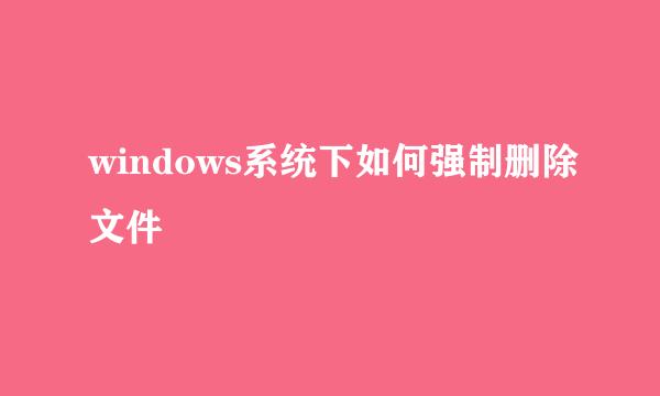windows系统下如何强制删除文件