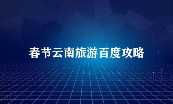 春节云南旅游百度攻略