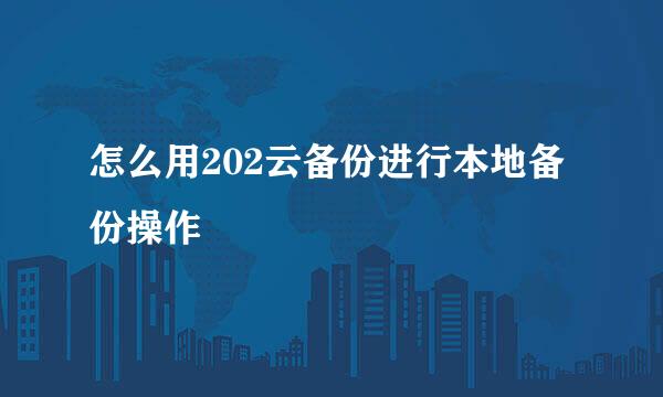 怎么用202云备份进行本地备份操作