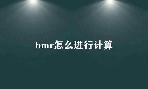 bmr怎么进行计算