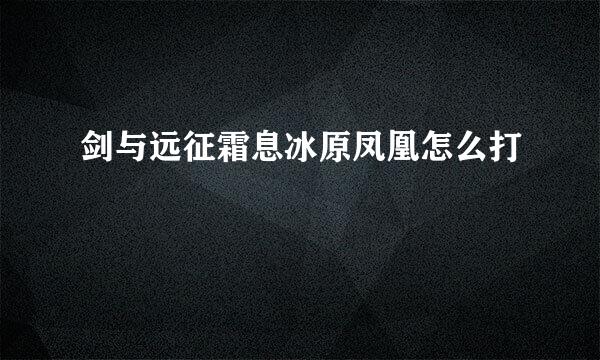 剑与远征霜息冰原凤凰怎么打