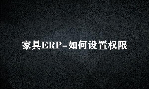 家具ERP-如何设置权限