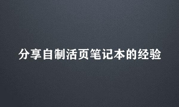 分享自制活页笔记本的经验