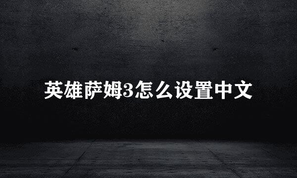 英雄萨姆3怎么设置中文