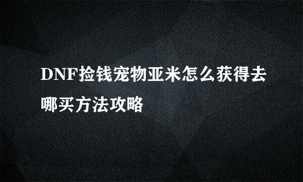 DNF捡钱宠物亚米怎么获得去哪买方法攻略