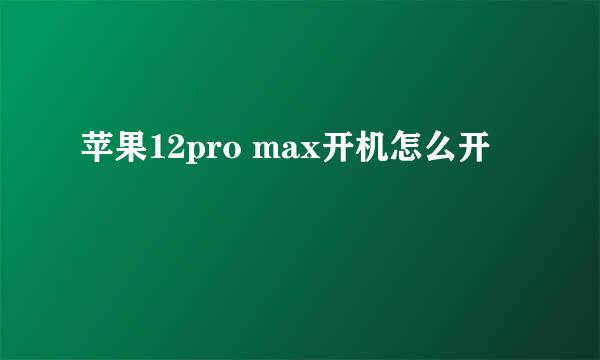 苹果12pro max开机怎么开
