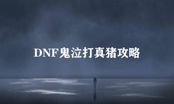 DNF鬼泣打真猪攻略