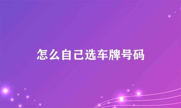 怎么自己选车牌号码