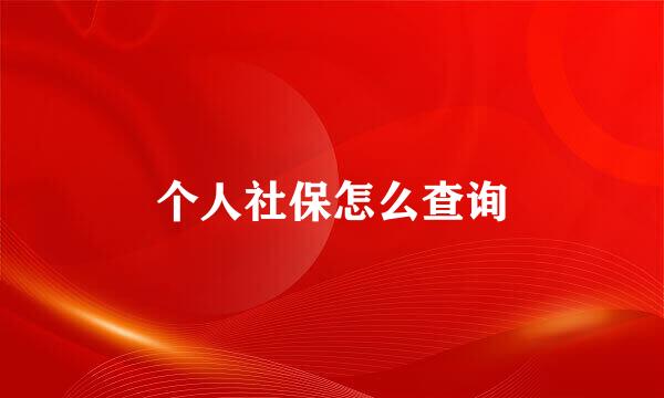 个人社保怎么查询
