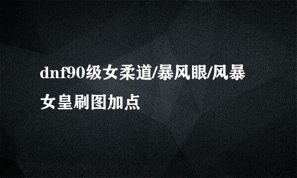 dnf90级女柔道/暴风眼/风暴女皇刷图加点