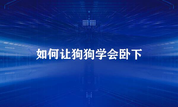 如何让狗狗学会卧下