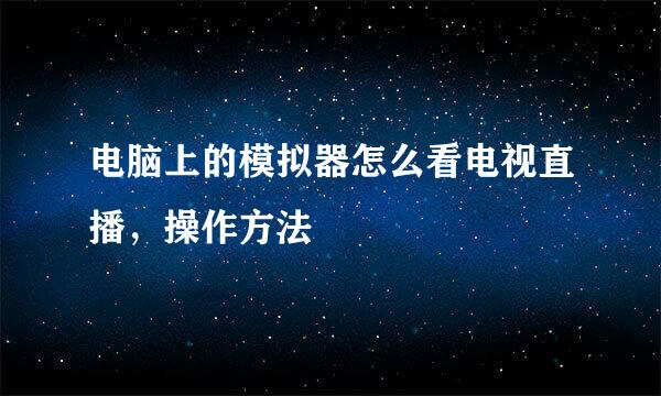 电脑上的模拟器怎么看电视直播，操作方法