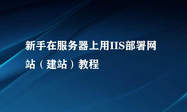 新手在服务器上用IIS部署网站(建站)教程