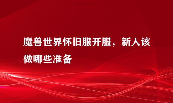 魔兽世界怀旧服开服,新人该做哪些准备