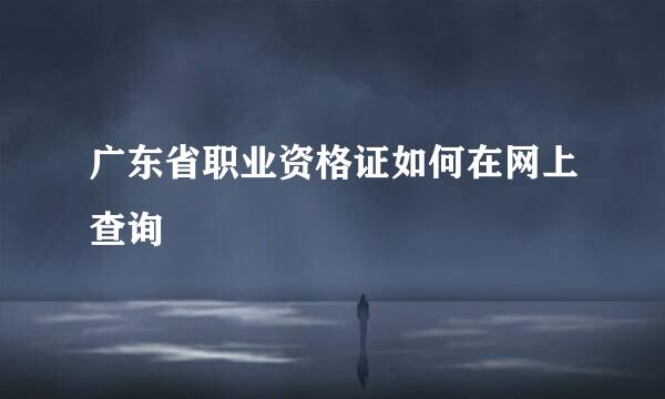 广东省职业资格证如何在网上查询