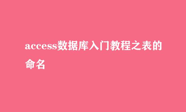access数据库入门教程之表的命名
