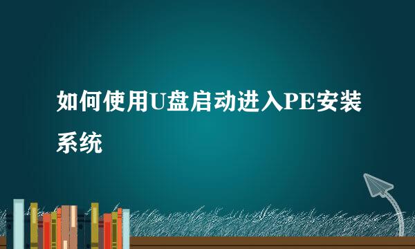 如何使用U盘启动进入PE安装系统