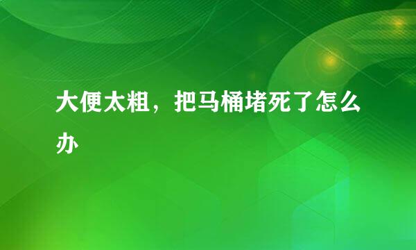 大便太粗，把马桶堵死了怎么办