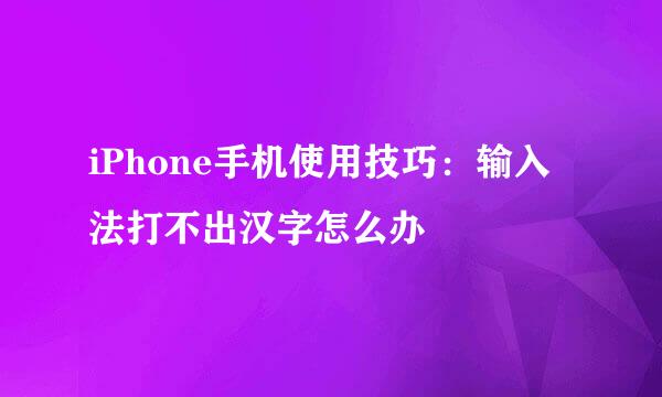 iPhone手机使用技巧:输入法打不出汉字怎么办