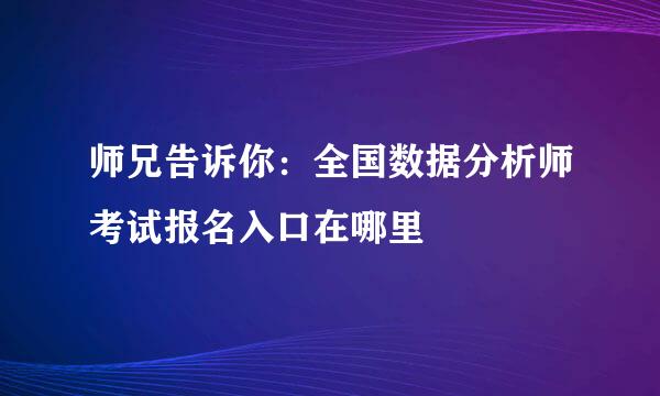师兄告诉你:全国数据分析师考试报名入口在哪里