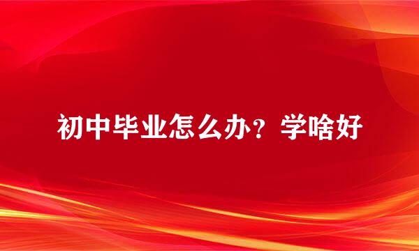 初中毕业怎么办?学啥好
