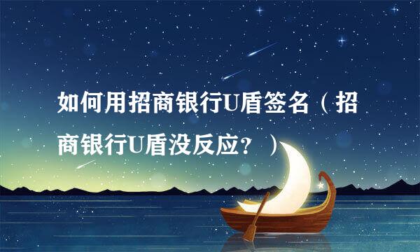 如何用招商银行U盾签名(招商银行U盾没反应?)