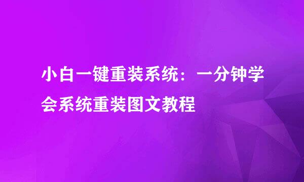 小白一键重装系统:一分钟学会系统重装图文教程