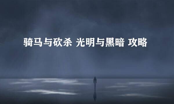 骑马与砍杀 光明与黑暗 攻略