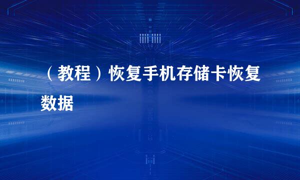 (教程)恢复手机存储卡恢复数据