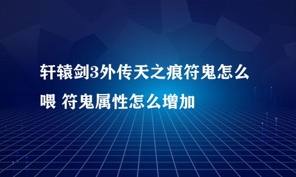 轩辕剑3外传天之痕符鬼怎么喂 符鬼属性怎么增加