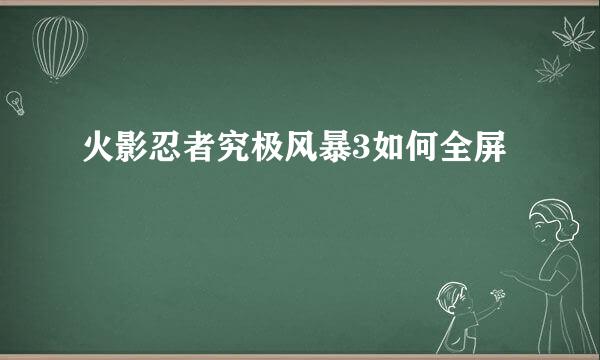 火影忍者究极风暴3如何全屏