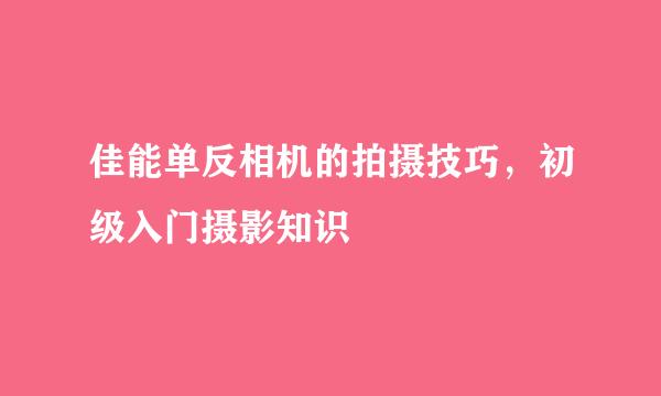 佳能单反相机的拍摄技巧，初级入门摄影知识