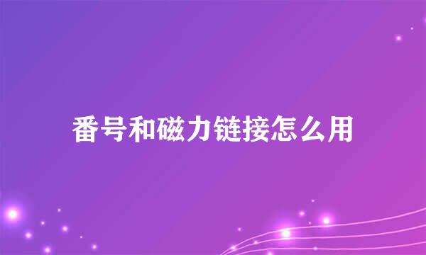 番号和磁力链接怎么用