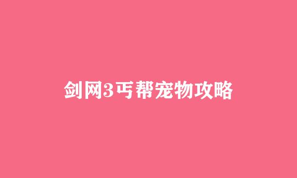 剑网3丐帮宠物攻略