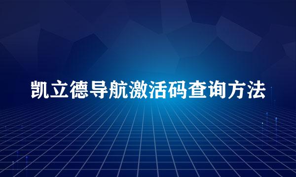 凯立德导航激活码查询方法