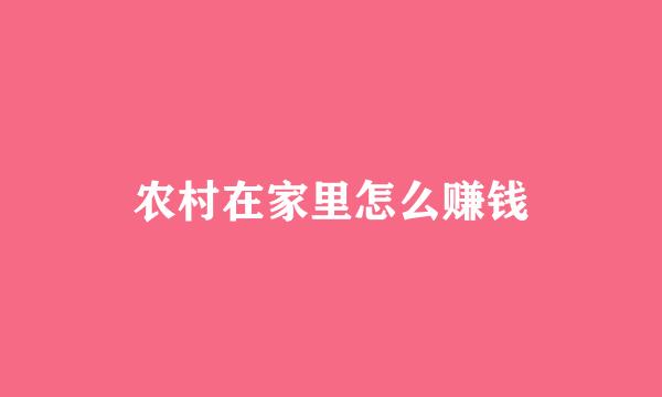 农村在家里怎么赚钱