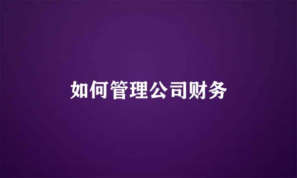 如何管理公司财务