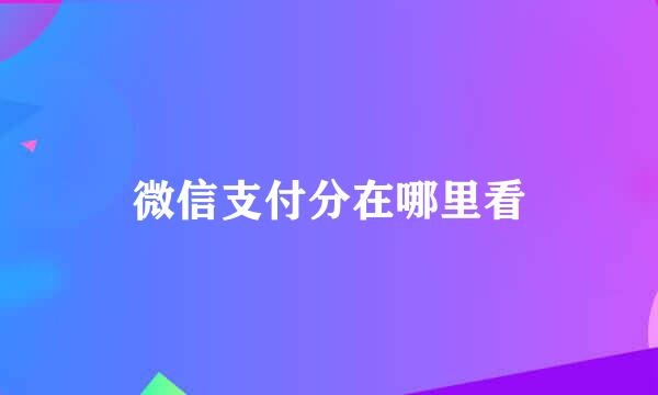 微信支付分在哪里看