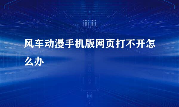 风车动漫手机版网页打不开怎么办