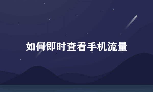如何即时查看手机流量