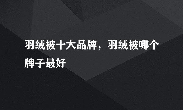 羽绒被十大品牌，羽绒被哪个牌子最好