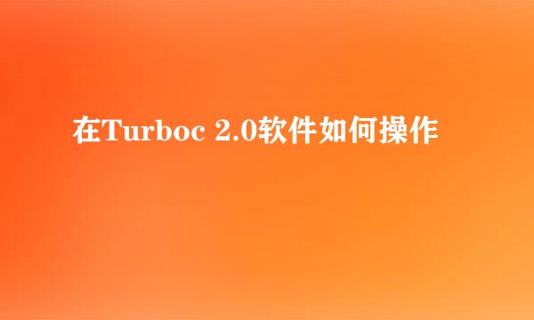 在Turboc 2.0软件如何操作