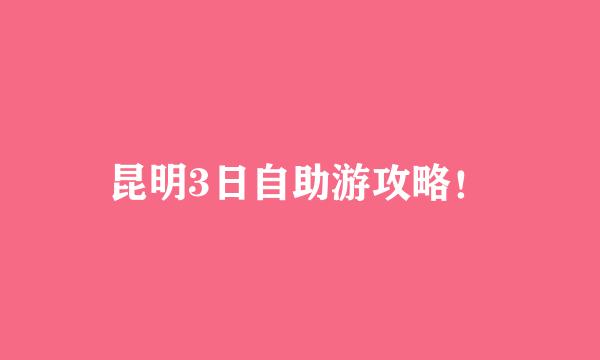 昆明3日自助游攻略!