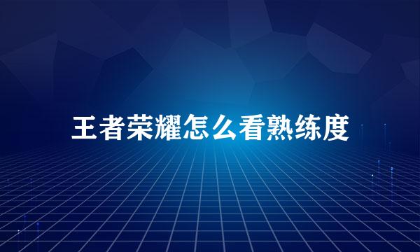 王者荣耀怎么看熟练度