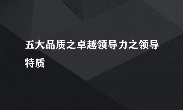 五大品质之卓越领导力之领导特质