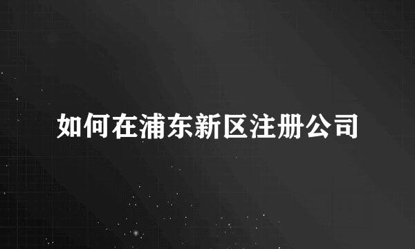 如何在浦东新区注册公司