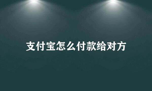 支付宝怎么付款给对方