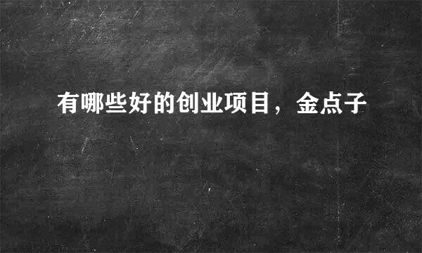 有哪些好的创业项目，金点子